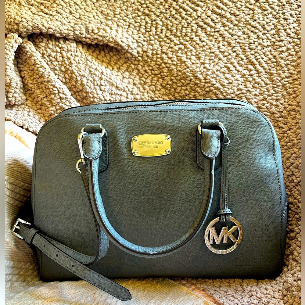 Michael Kors Grey Saffiano Leather Satchel Bag